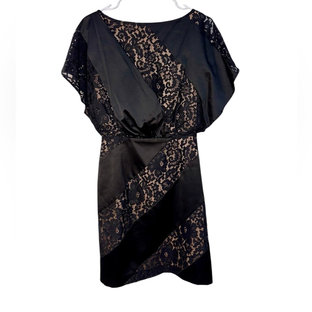 Jessica Simpson Black and Beige Lace Midi Dress 4 (party, formal, cocktail)